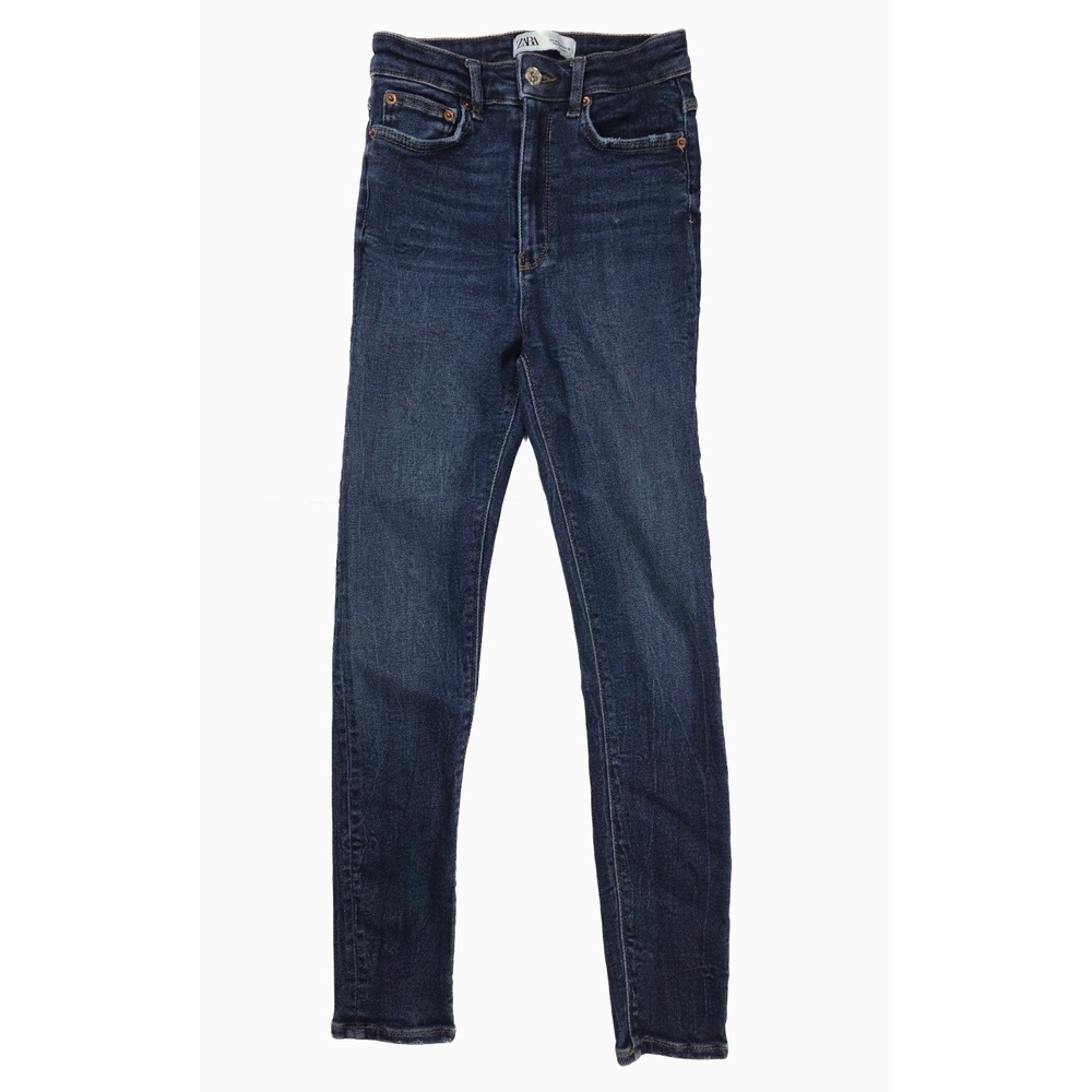 Zara Mid‎ Rise Stretch Skinny Fit Blue Wash Denim Jeans Womens Size 4 24x27